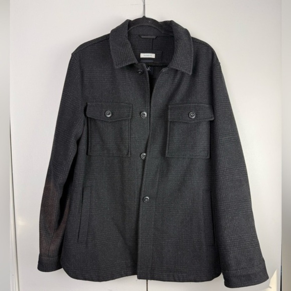 Jos. A. Bank Mens Wool Blend Plaid Shirt Jacket Grey Tailored Fit Medium RN31608